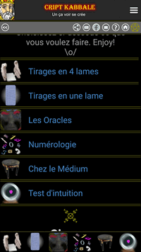 Page d'accueil de l'application